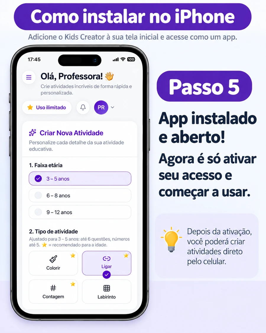 Passo 5 no iPhone: abrir o aplicativo e começar a usar