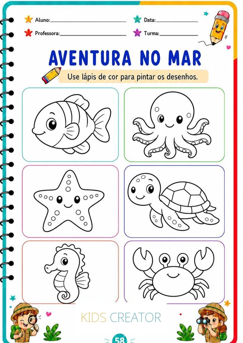 Atividade com tema fundo do mar